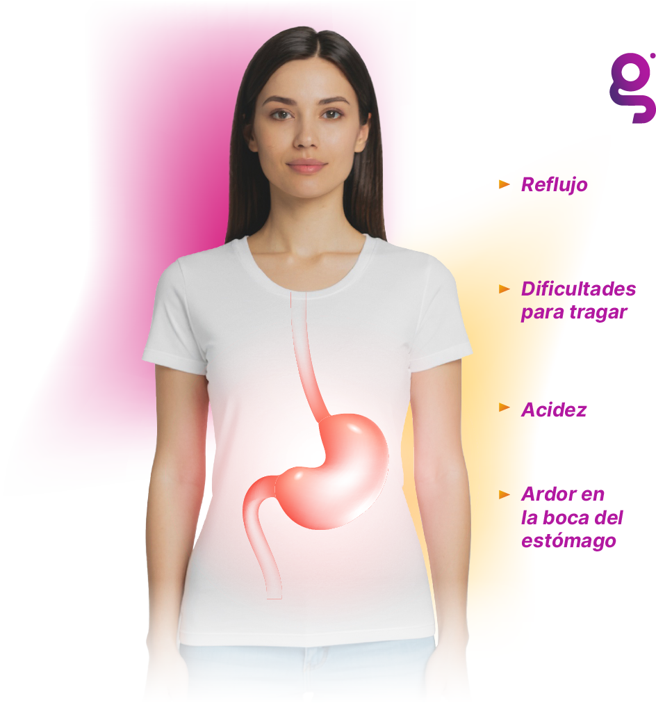Mujer mostrando síntomas de ERGE